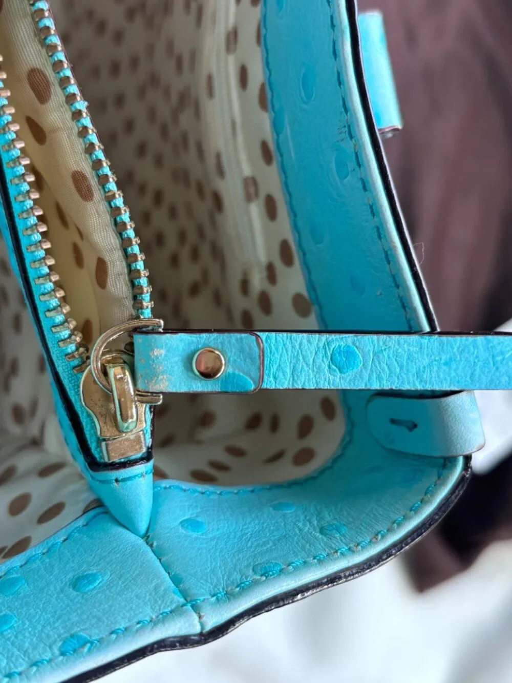 Kate Spade textured ostrich-embossed leather tote bag